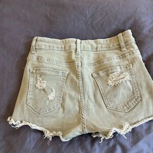Distressed Tan Denim Shorts